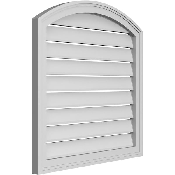 Arch Top Surface Mount PVC Gable Vent: Non-Functional, W/2W X 1-1/2P Brickmould Frame, 26W X 42H